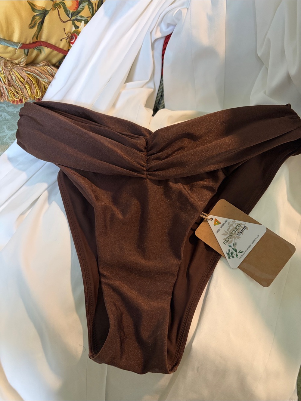 Berlook Brown Ruched Bikini Bottom - Women Intimates & Sleepwear
